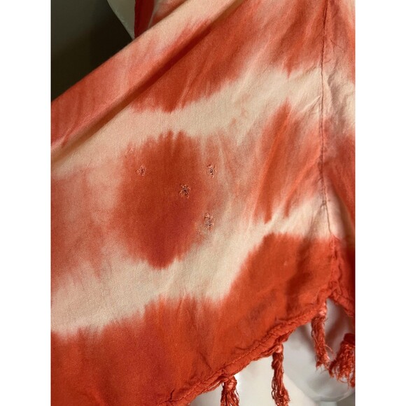 Mimi Shirt Womens Large Red White Tie Dye Cami Tassel Fringe Handkerchief Boho - Picture 4 of 10